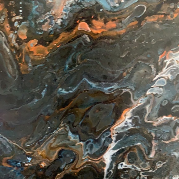 Original Artwork Painting Canvas Abstract Blue Swirls 12 x 12 Acrylic. - Picture 11 of 16